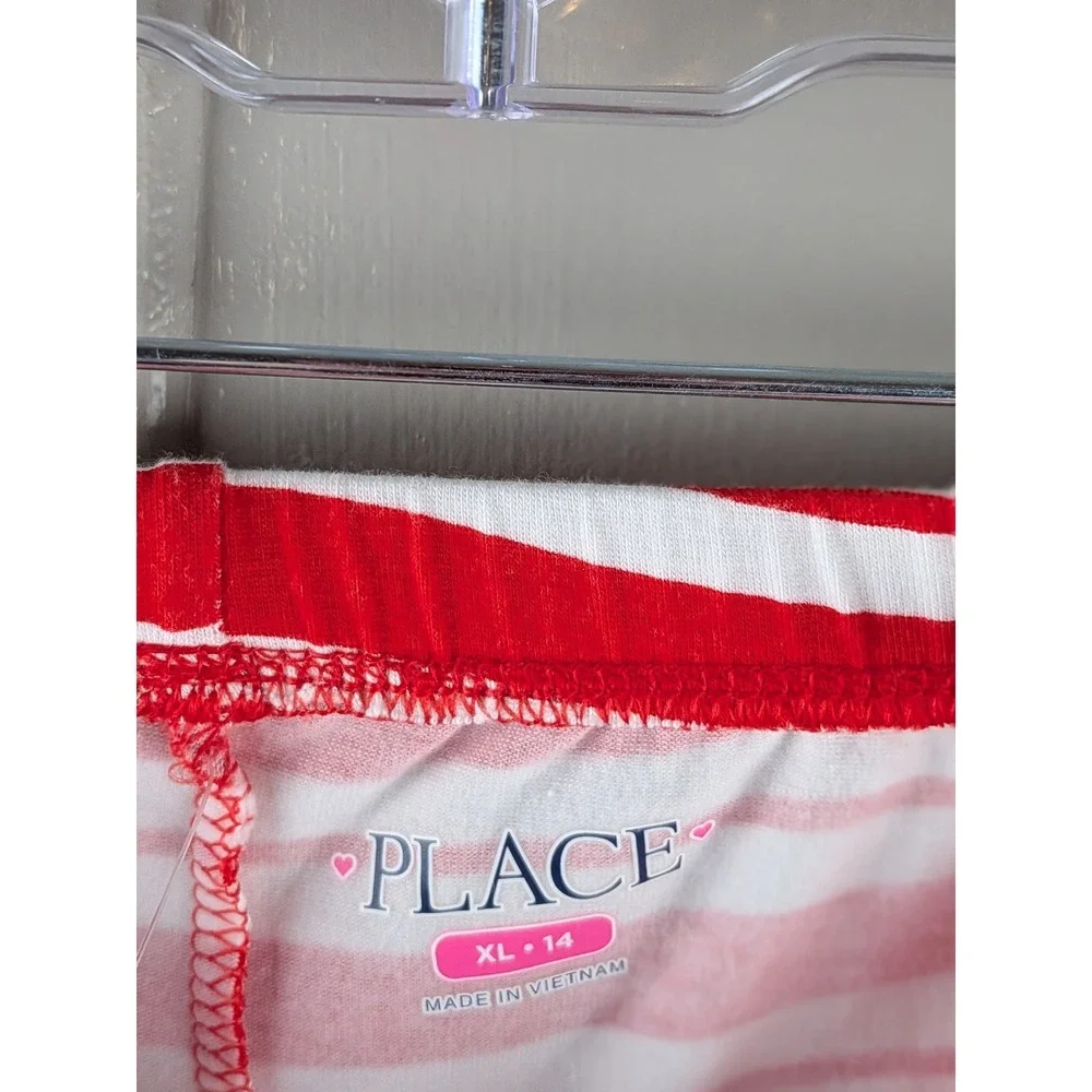 The Childrens Place Girls XL 14 Red White Striped Leggings NWT Holiday Costume